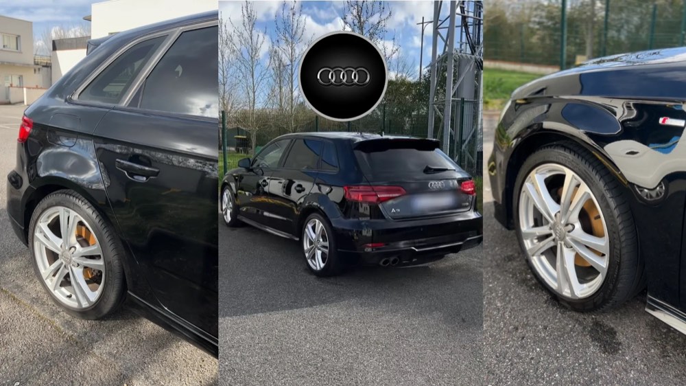 Audi A3 noire — jantes et carrosserie impeccables après nettoyage Occicars